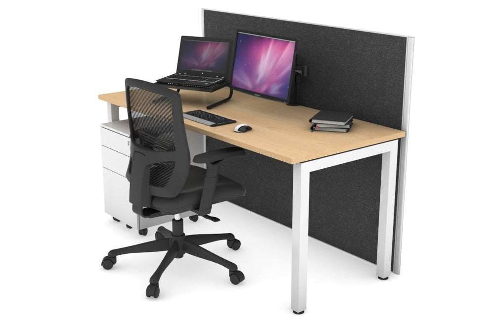 Horizon Quadro Square Legs Office Desk [1400L x 700W]-white leg maple moody charcoal (1200H x 1400W)