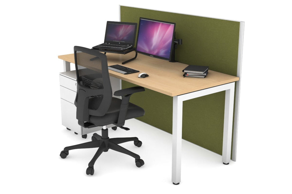 Horizon Quadro Square Legs Office Desk [1400L x 700W]-white leg maple green moss (1200H x 1400W)