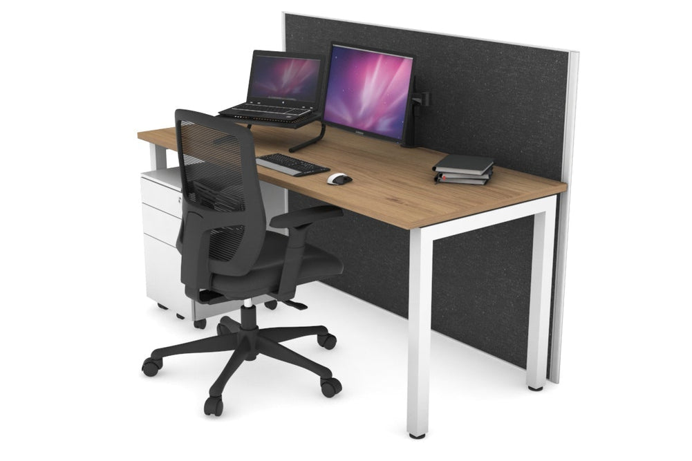 Horizon Quadro Square Legs Office Desk [1400L x 700W]-white leg salvage oak moody charcoal (1200H x 1400W)