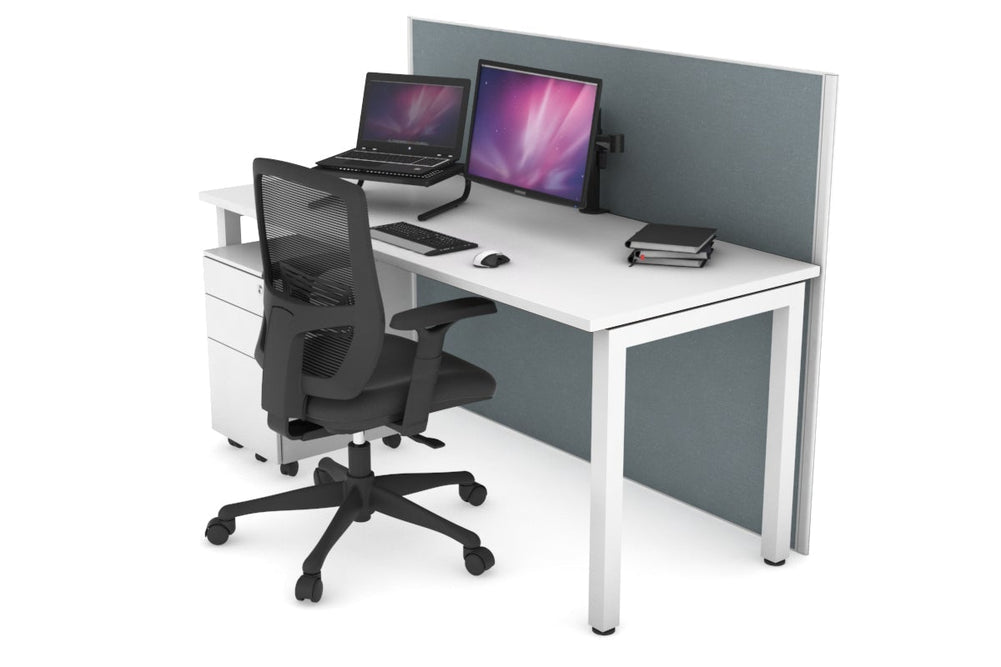 Horizon Quadro Square Legs Office Desk [1400L x 700W]-white leg white cool grey (1200H x 1400W)