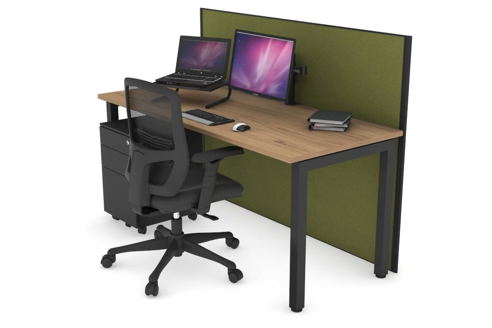 Horizon Quadro Square Legs Office Desk [1400L x 700W]-black leg salvage oak green moss (1200H x 1400W)