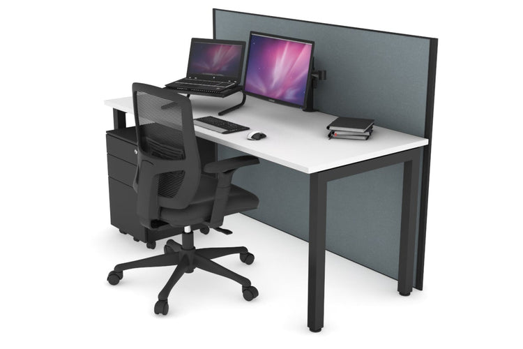 Horizon Quadro Square Leg Office Desk [1400L x 700W] Jasonl black leg white cool grey (1200H x 1400W)