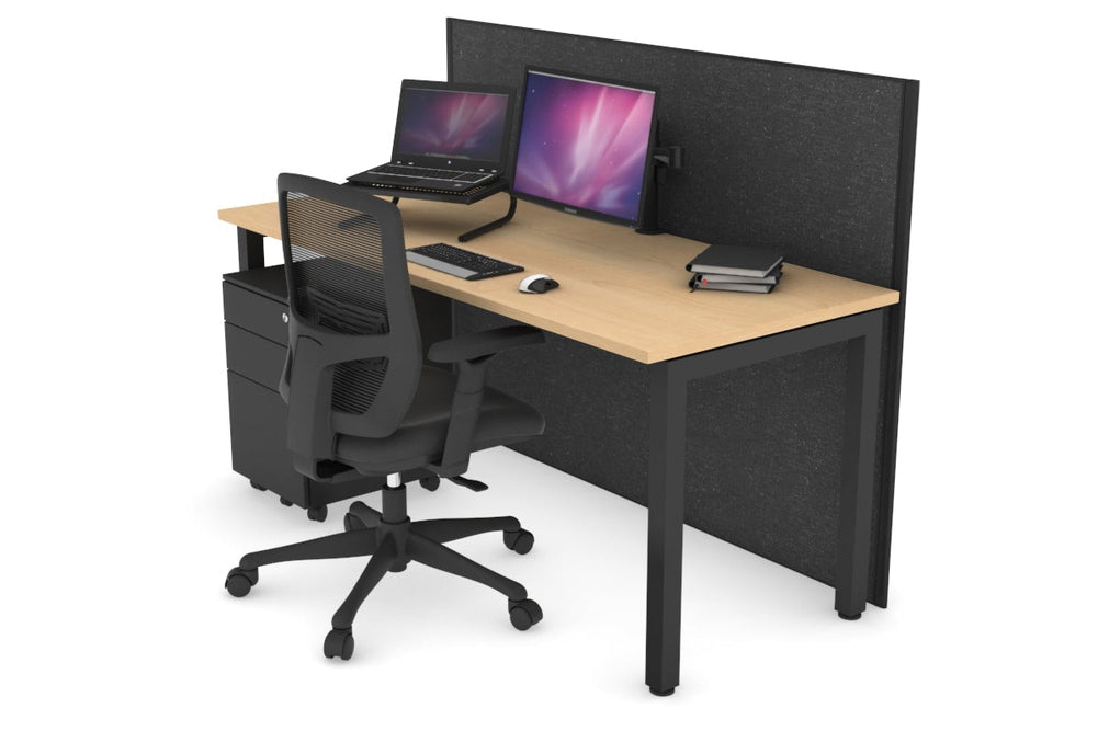 Horizon Quadro Square Legs Office Desk [1400L x 700W]-black leg maple moody charcoal (1200H x 1400W)