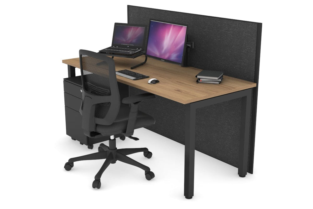 Horizon Quadro Square Legs Office Desk [1400L x 700W]-black leg salvage oak moody charcoal (1200H x 1400W)