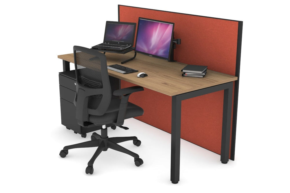 Horizon Quadro Square Legs Office Desk [1400L x 700W]-black leg salvage oak orange squash (1200H x 1400W)