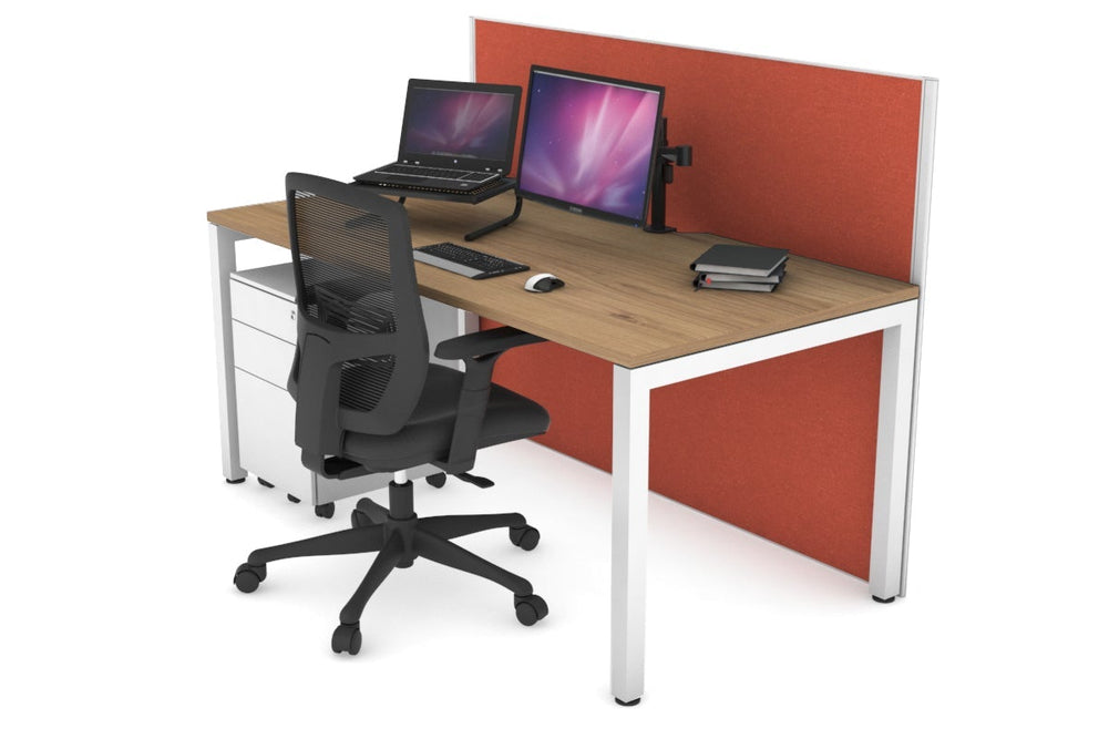 Horizon Quadro Square Legs Office Desk [1400L x 800W with Cable Scallop]-white leg salvage oak orange squash (1200H x 1400W)