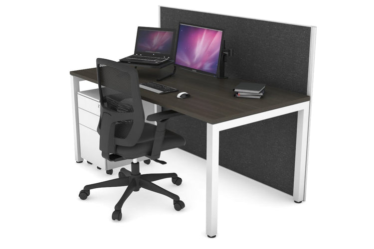 Horizon Quadro Square Leg Office Desk [1400L x 800W with Cable Scallop] Jasonl white leg dark oak moody charcoal (1200H x 1400W)