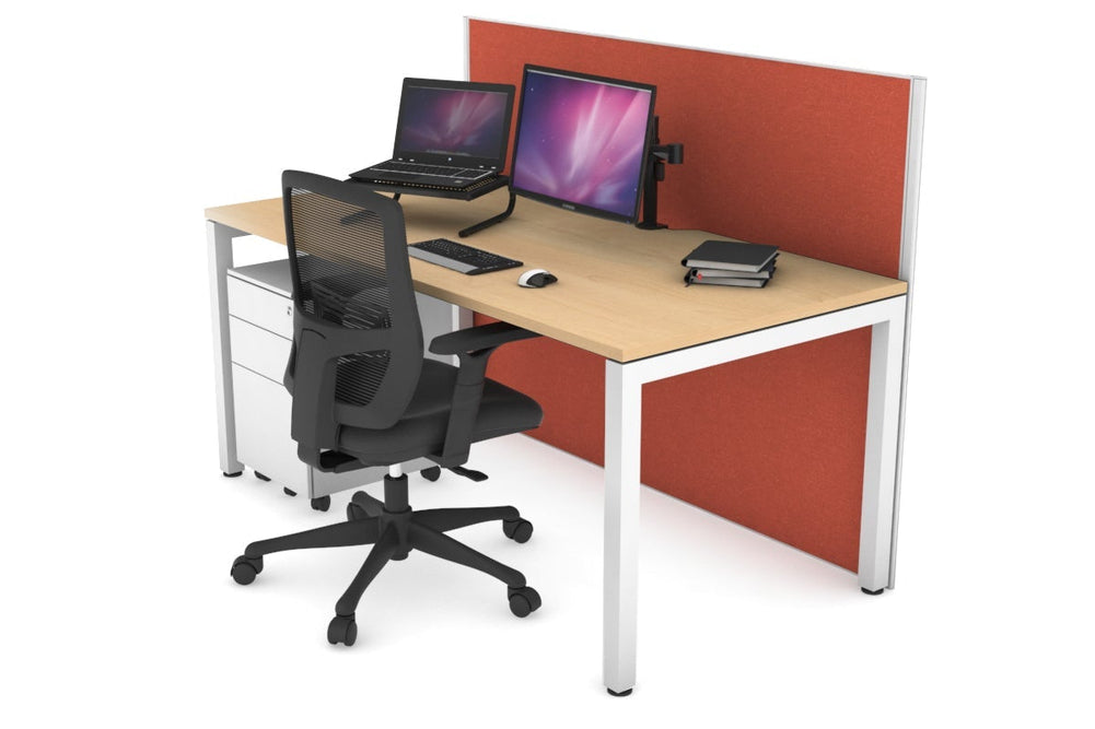 Horizon Quadro Square Legs Office Desk [1600L x 800W with Cable Scallop]-white leg maple orange squash (1200H x 1600W)