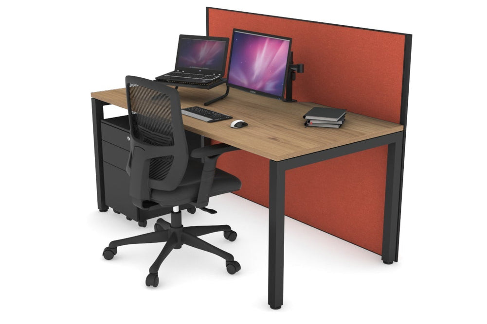 Horizon Quadro Square Legs Office Desk [1600L x 800W with Cable Scallop]-black leg salvage oak orange squash (1200H x 1600W)
