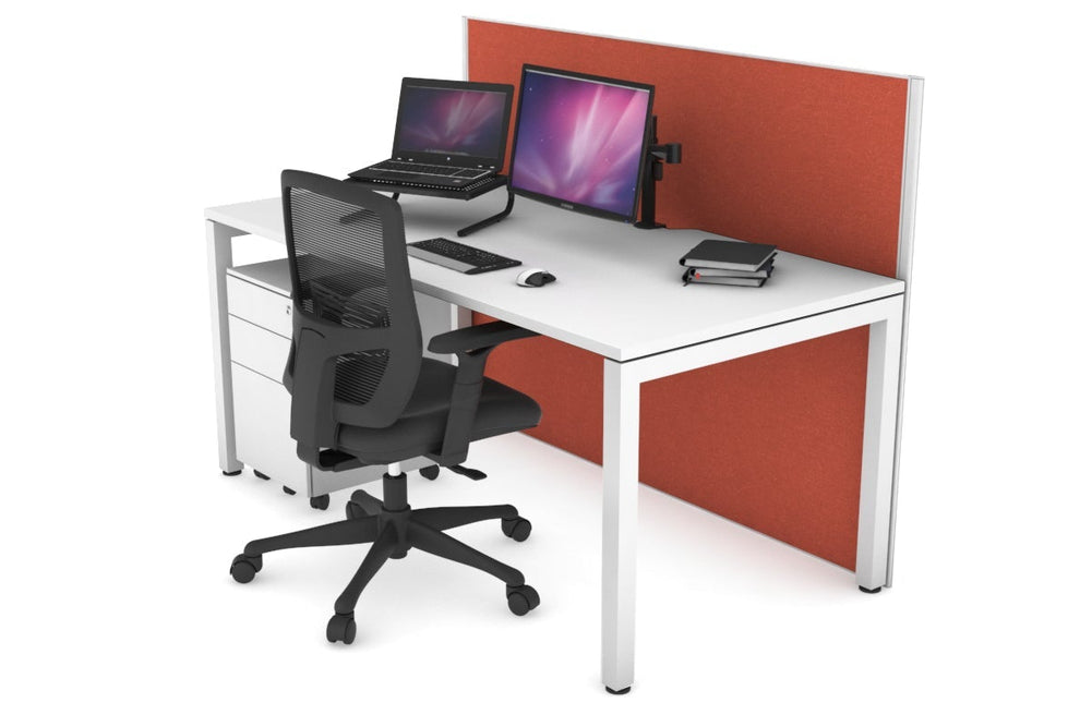 Horizon Quadro Square Legs Office Desk [1800L x 800W with Cable Scallop]-white leg white orange squash (1200H x 1800W)