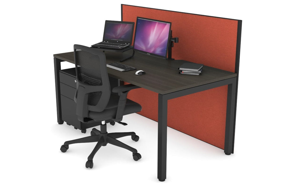 Horizon Quadro Square Legs Office Desk [1800L x 800W with Cable Scallop]-black leg dark oak orange squash (1200H x 1800W)