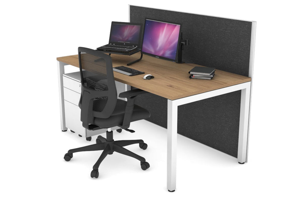 Horizon Quadro Square Legs Office Desk [1800L x 800W with Cable Scallop]-white leg salvage oak moody charcoal (1200H x 1800W)