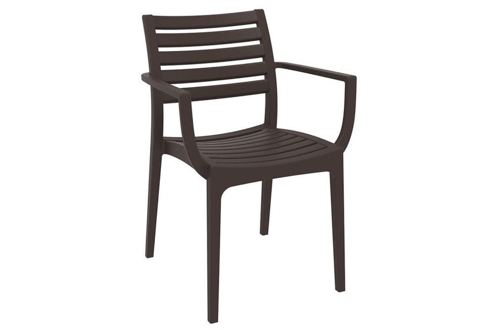 Hospitality Plus Artemis Outdoor Lounge Chair - Stackable, Weather-resistant Armchair-chocolate  