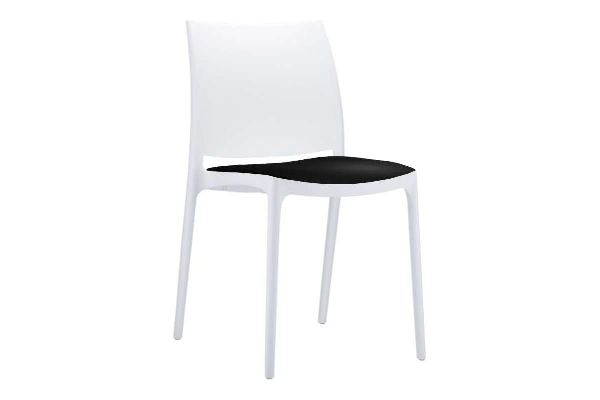 Hospitality Plus Commercial Maya Chair Hospitality Plus white black vinyl cushion 