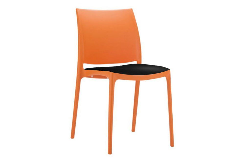 Hospitality Plus Commercial Maya Chair-orange black vinyl cushion 