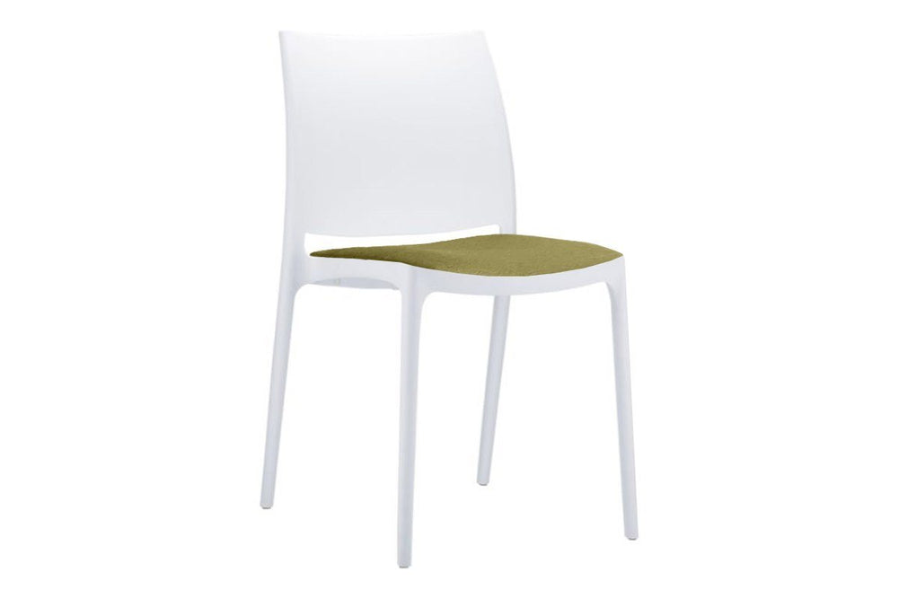 Hospitality Plus Commercial Maya Chair-white olive green cushion 