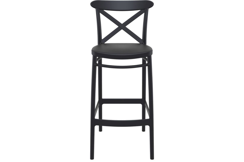 Hospitality Plus Cross Bar Stool - 750mm Seat Height [1060H x 450W]-black  