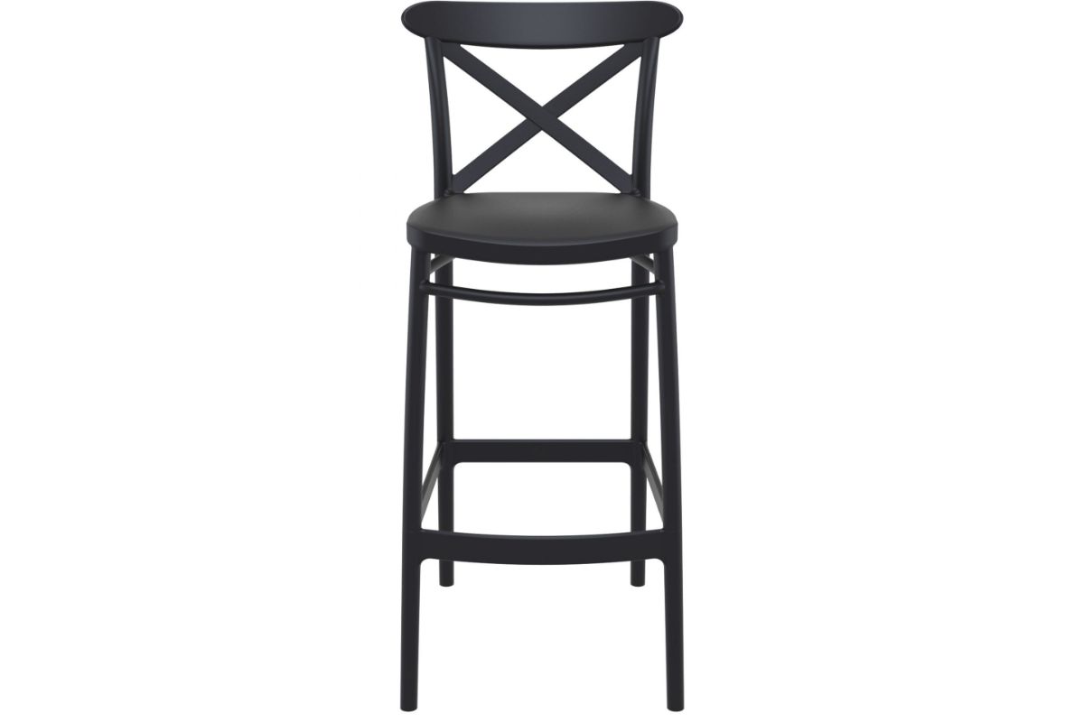 Hospitality Plus Cross Bar Stool - 750mm Seat Height [1060H x 450W]-black  