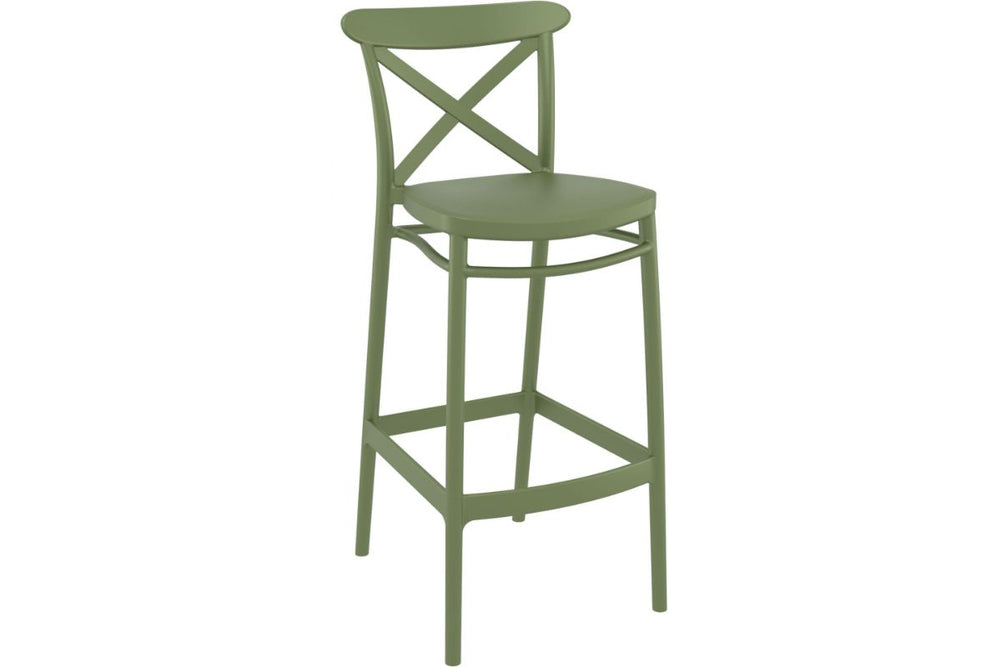 Hospitality Plus Cross Bar Stool - 750mm Seat Height [1060H x 450W]-taupe  