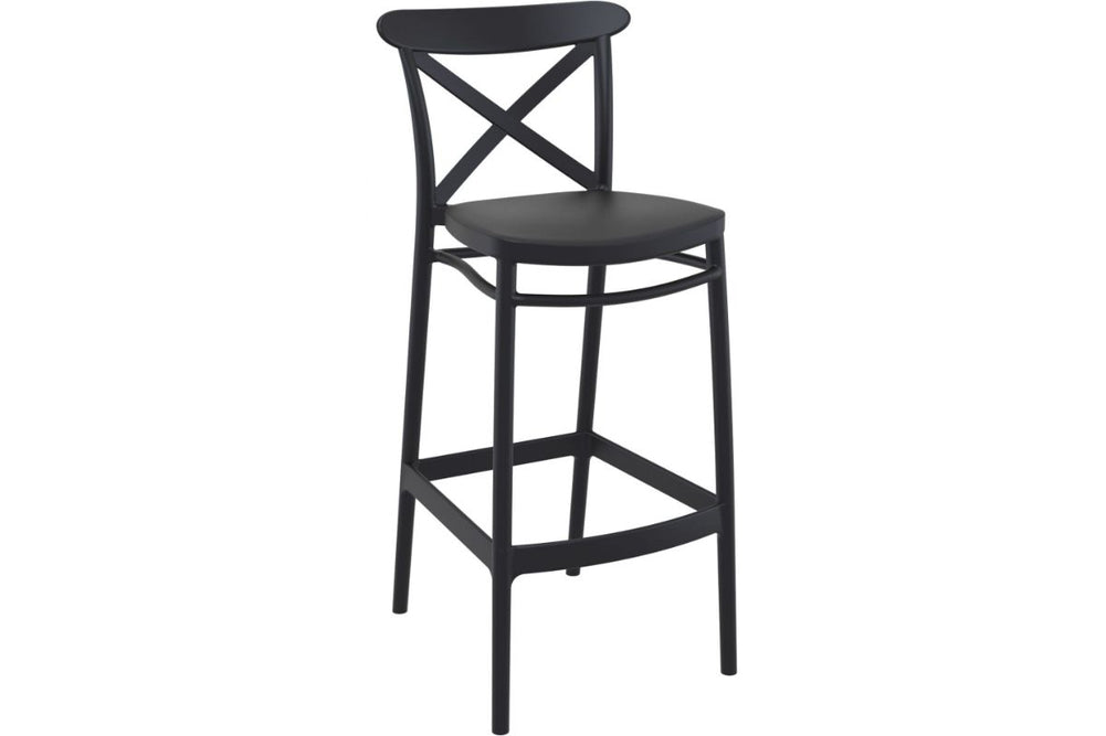 Hospitality Plus Cross Bar Stool - 750mm Seat Height [1060H x 450W]-taupe  