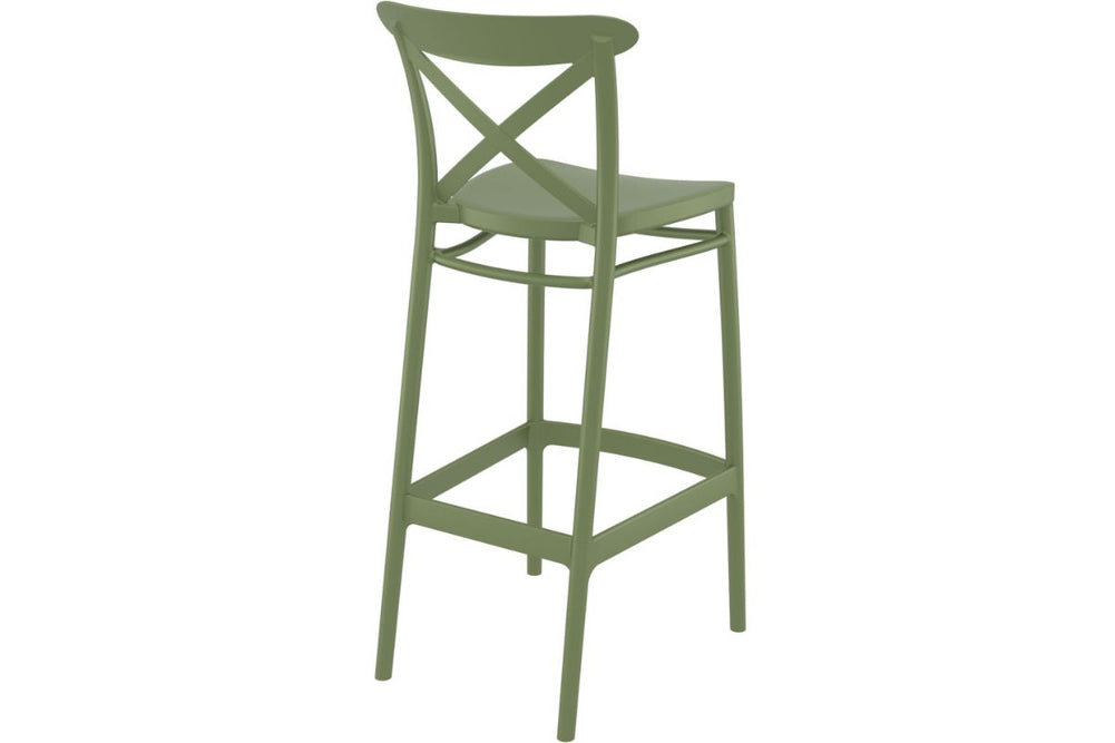 Hospitality Plus Cross Bar Stool - 750mm Seat Height [1060H x 450W]-taupe  