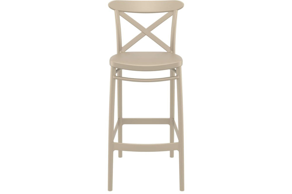 Hospitality Plus Cross Bar Stool - 750mm Seat Height [1060H x 450W]-taupe  