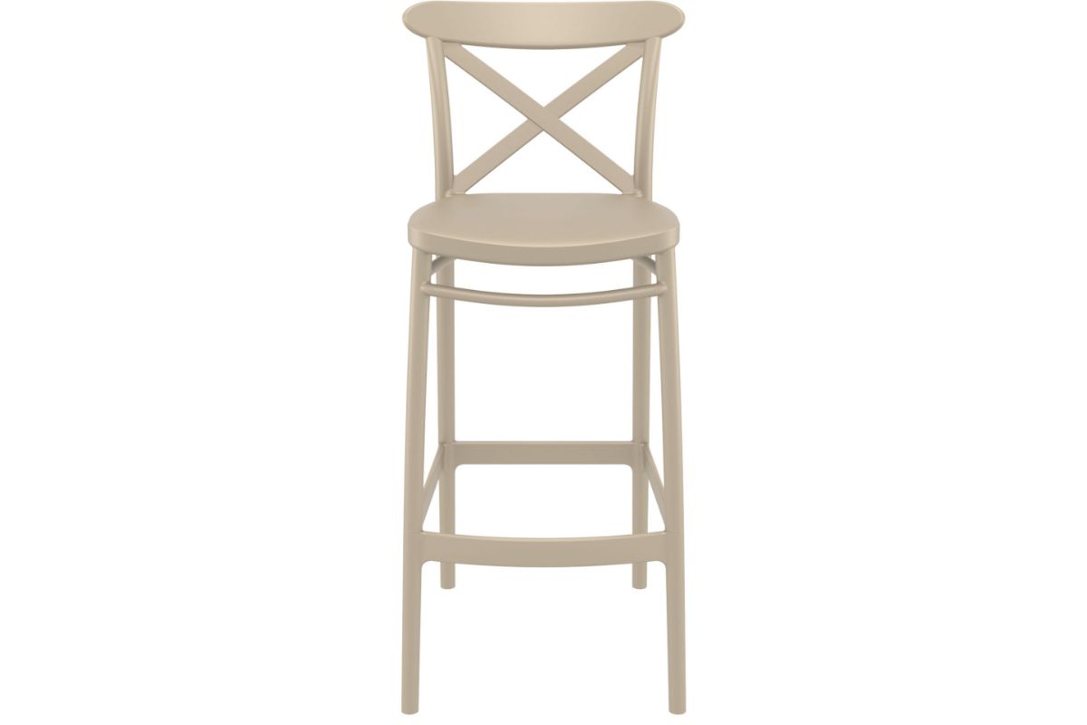 Hospitality Plus Cross Bar Stool - 750mm Seat Height [1060H x 450W]-taupe  