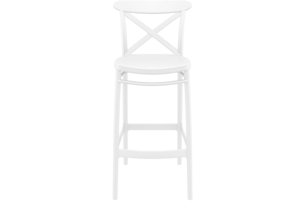 Hospitality Plus Cross Bar Stool - 750mm Seat Height [1060H x 450W]-white  