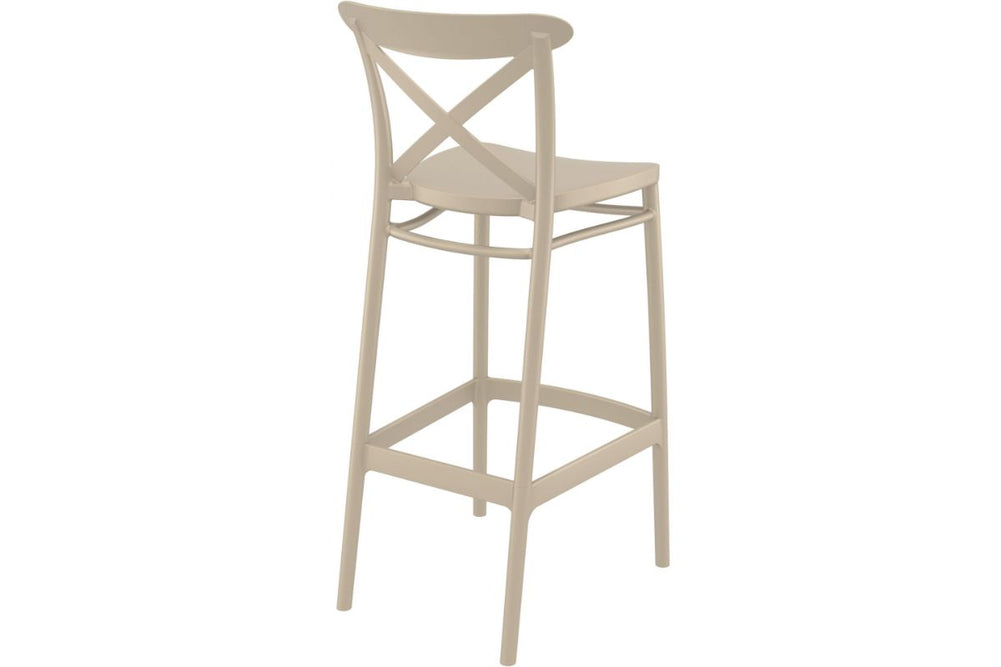 Hospitality Plus Cross Bar Stool - 750mm Seat Height [1060H x 450W]-taupe  