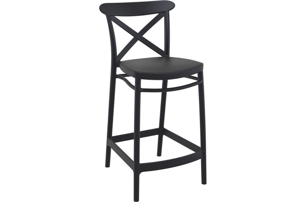 Hospitality Plus Cross Bar Stool - 650mm Seat Height [960H x 450W]-taupe  