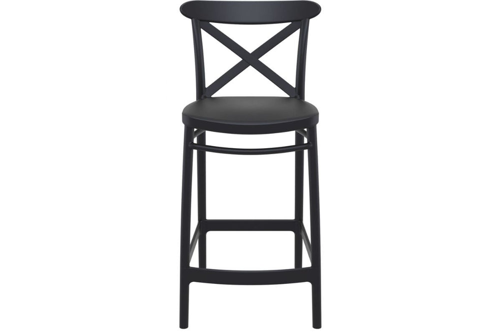 Hospitality Plus Cross Bar Stool - 650mm Seat Height [960H x 450W]-black  