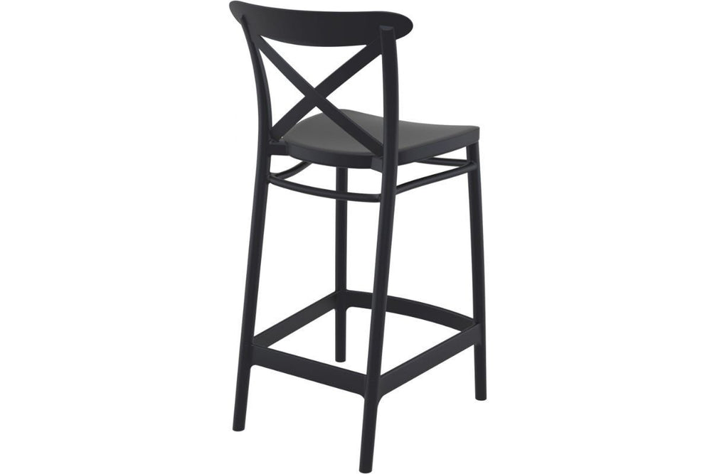 Hospitality Plus Cross Bar Stool - 650mm Seat Height [960H x 450W]-taupe  