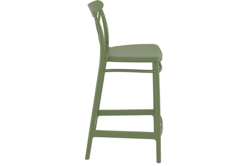 Hospitality Plus Cross Bar Stool - 650mm Seat Height [960H x 450W]-taupe  