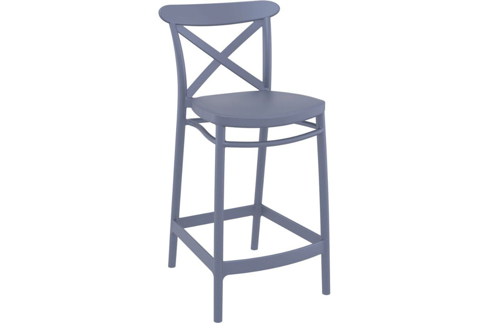 Hospitality Plus Cross Bar Stool - 650mm Seat Height [960H x 450W]-taupe  