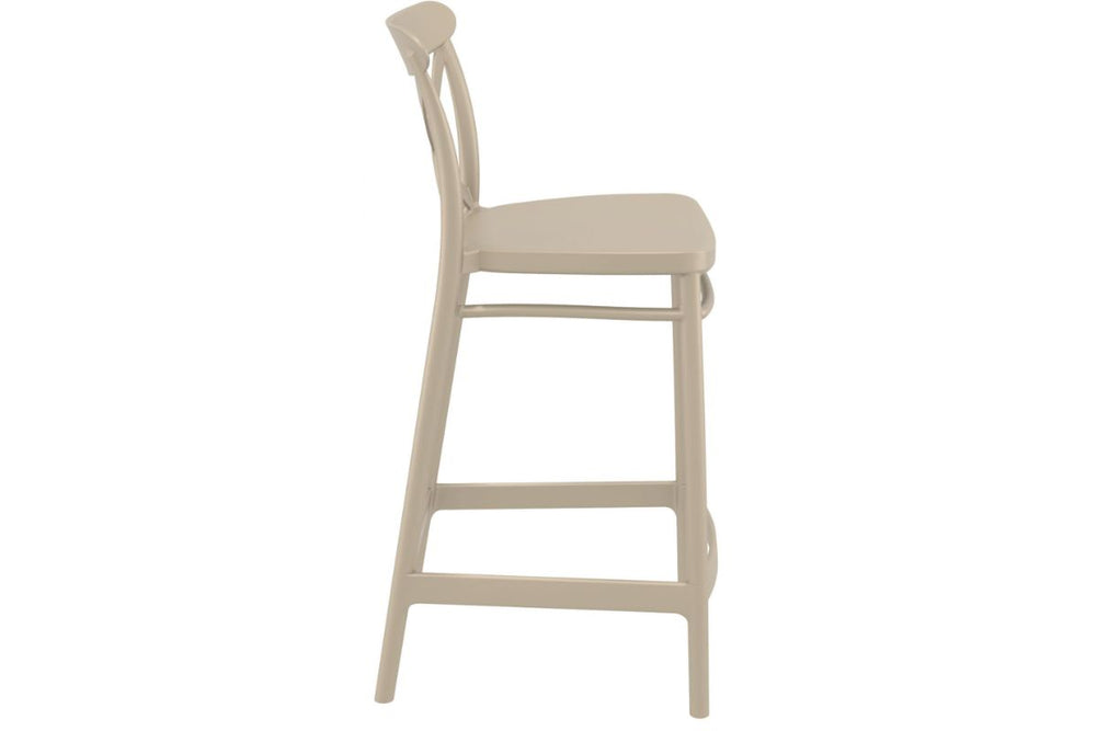 Hospitality Plus Cross Bar Stool - 650mm Seat Height [960H x 450W]-taupe  