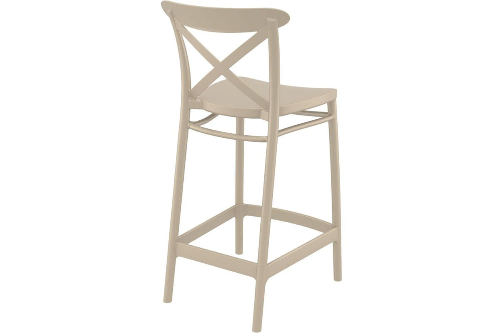 Hospitality Plus Cross Bar Stool - 650mm Seat Height [960H x 450W]-taupe  
