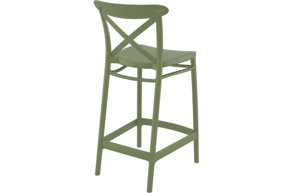 Hospitality Plus Cross Bar Stool - 650mm Seat Height [960H x 450W]-taupe  