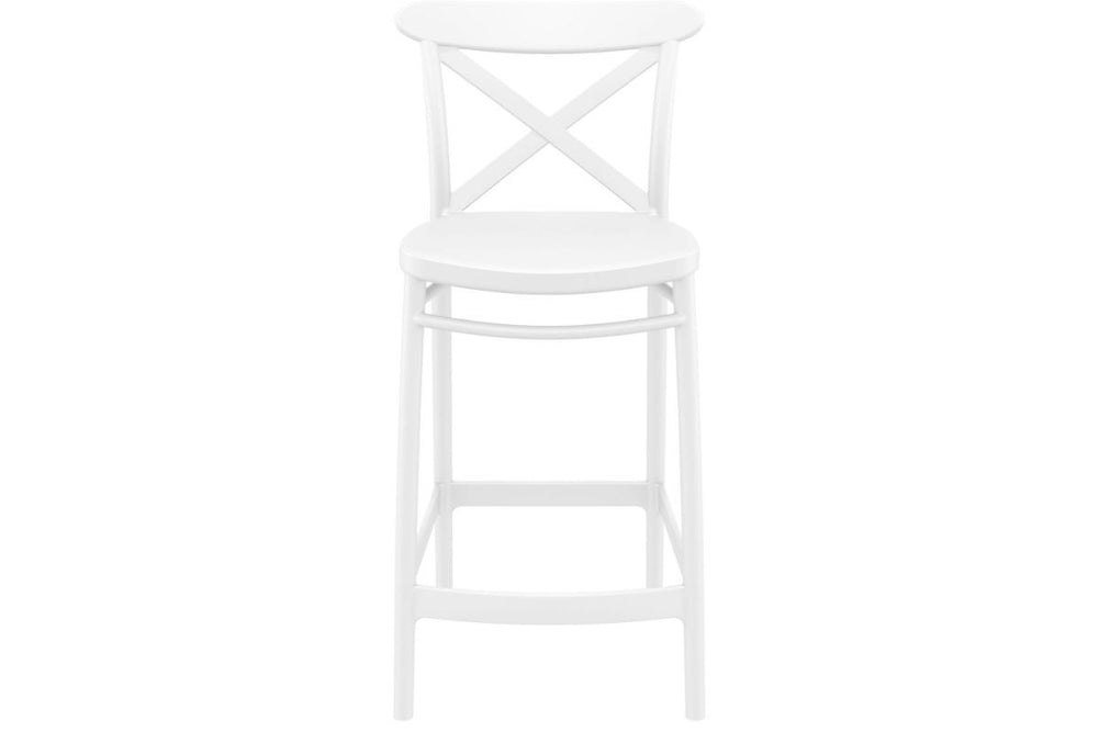 Hospitality Plus Cross Bar Stool - 650mm Seat Height [960H x 450W]-white  