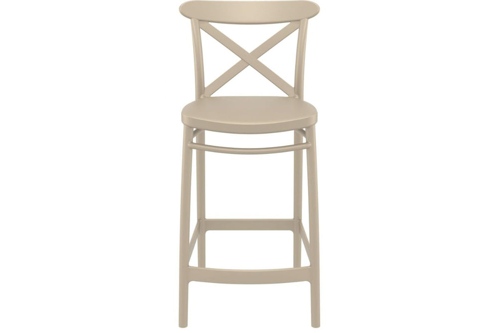 Hospitality Plus Cross Bar Stool - 650mm Seat Height [960H x 450W]-taupe  