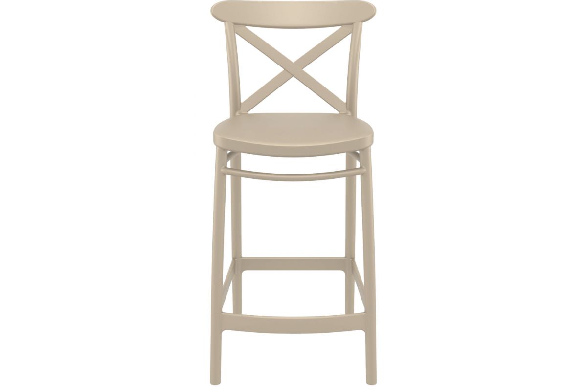Hospitality Plus Cross Bar Stool - 650mm Seat Height [960H x 450W]-taupe  