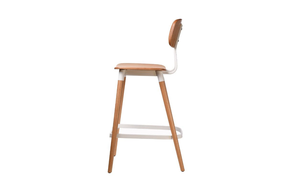 Hospitality Plus Felix Bar Stool Ply Seat - 740mm Seat Height-natural white frame  