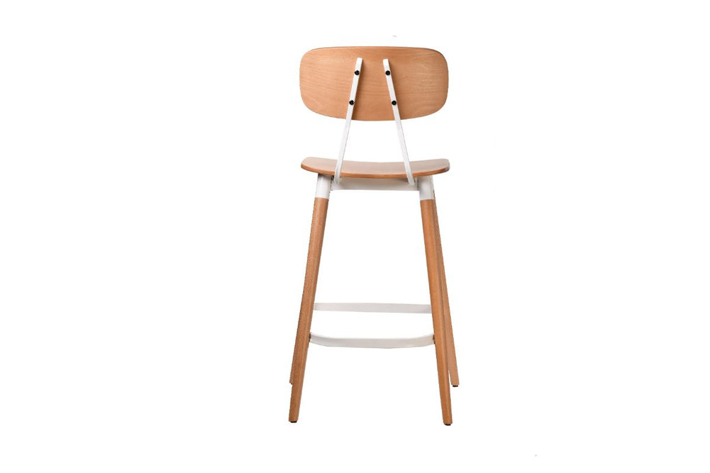 Hospitality Plus Felix Bar Stool Ply Seat - 740mm Seat Height-natural white frame  
