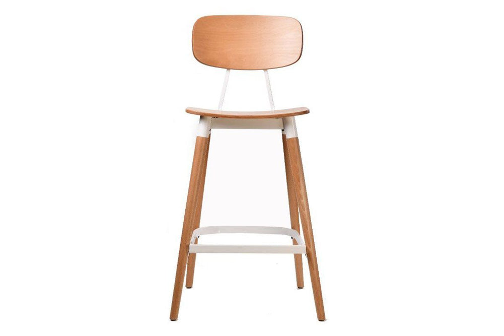 Hospitality Plus Felix Bar Stool Ply Seat - 740mm Seat Height-natural white frame  