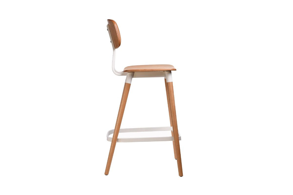 Hospitality Plus Felix Bar Stool Ply Seat - 740mm Seat Height-natural white frame  