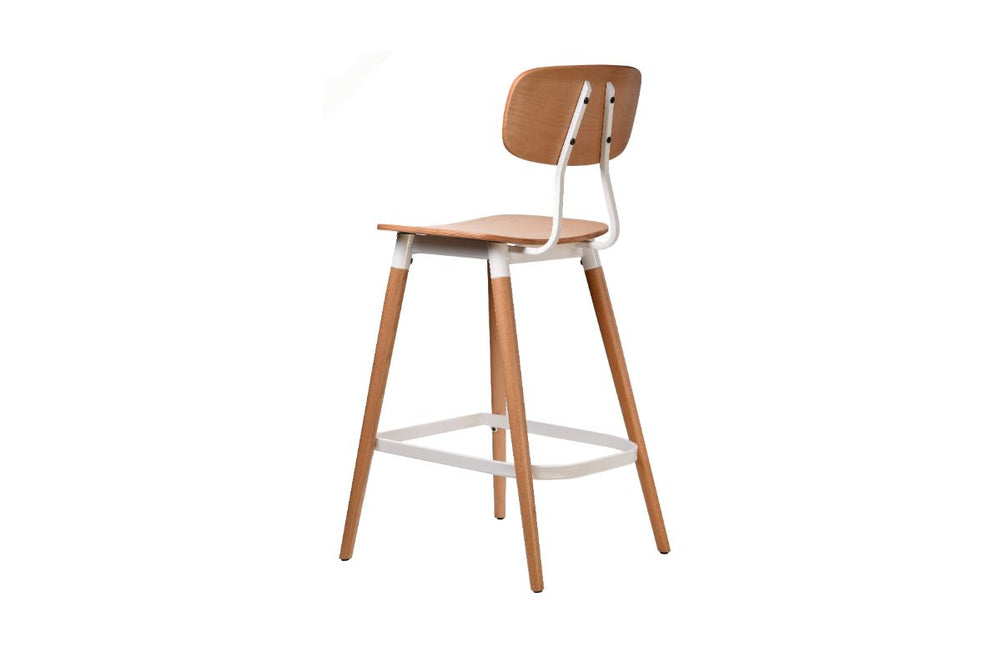 Hospitality Plus Felix Bar Stool Ply Seat - 740mm Seat Height-natural white frame  