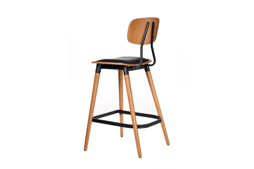 Hospitality Plus Felix Bar Stool Vinyl Seat - 740mm Seat Height-lancaster oak black frame  