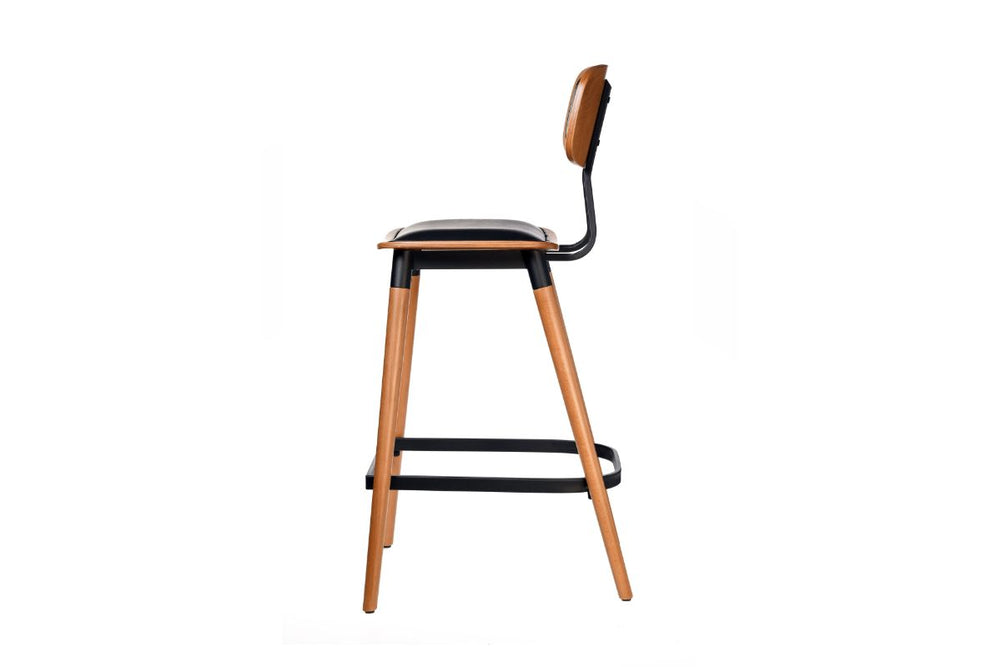 Hospitality Plus Felix Bar Stool Vinyl Seat - 740mm Seat Height-lancaster oak black frame  