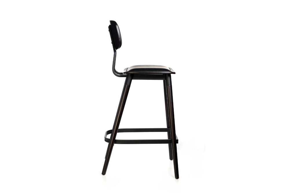 Hospitality Plus Felix Bar Stool Vinyl Seat - 740mm Seat Height-lancaster oak black frame  