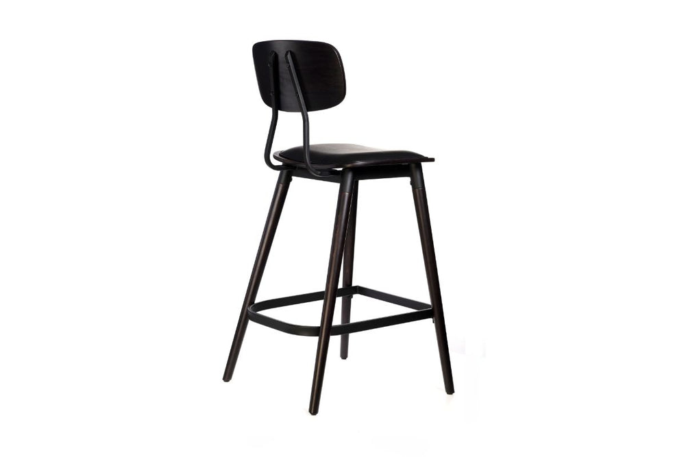 Hospitality Plus Felix Bar Stool Vinyl Seat - 740mm Seat Height-lancaster oak black frame  