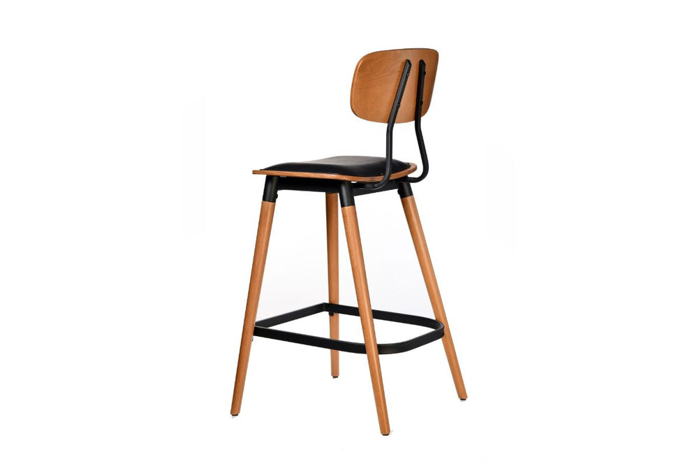 Hospitality Plus Felix Bar Stool Vinyl Seat - 740mm Seat Height-lancaster oak black frame  